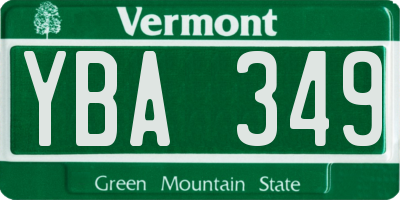 VT license plate YBA349
