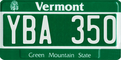 VT license plate YBA350