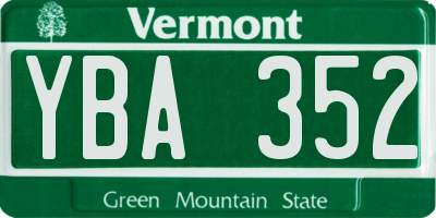 VT license plate YBA352