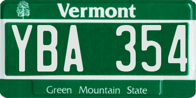 VT license plate YBA354
