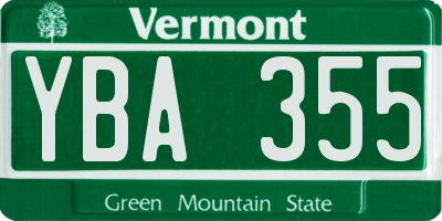 VT license plate YBA355