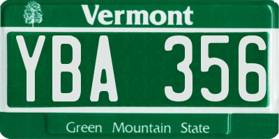 VT license plate YBA356