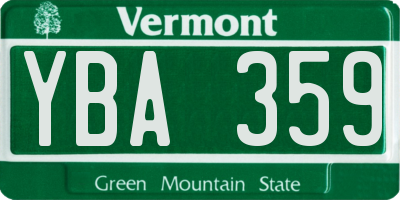 VT license plate YBA359