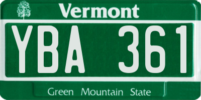 VT license plate YBA361