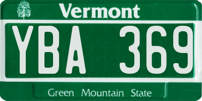 VT license plate YBA369