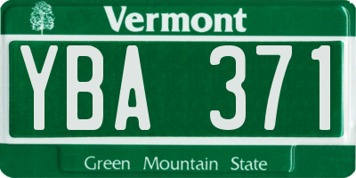 VT license plate YBA371