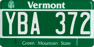 VT license plate YBA372