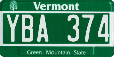 VT license plate YBA374