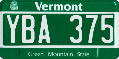 VT license plate YBA375