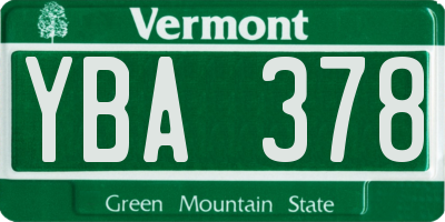 VT license plate YBA378