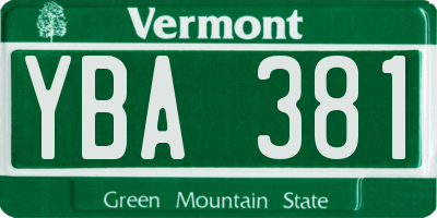 VT license plate YBA381