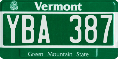 VT license plate YBA387