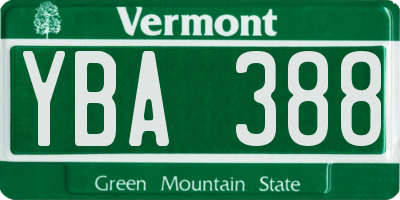 VT license plate YBA388