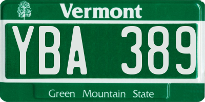 VT license plate YBA389