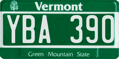 VT license plate YBA390
