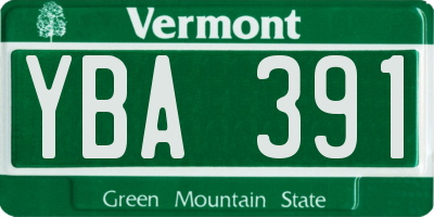 VT license plate YBA391