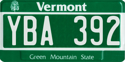 VT license plate YBA392
