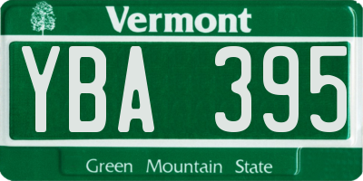 VT license plate YBA395
