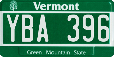 VT license plate YBA396