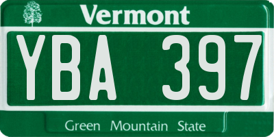 VT license plate YBA397