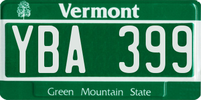 VT license plate YBA399