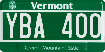 VT license plate YBA400