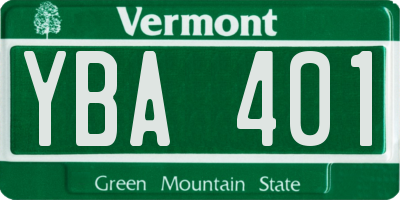 VT license plate YBA401
