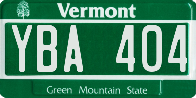 VT license plate YBA404