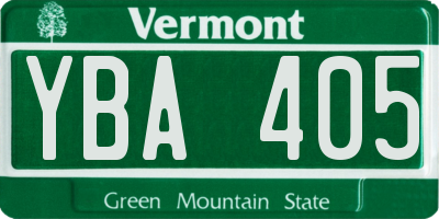 VT license plate YBA405
