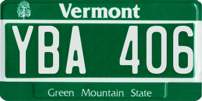 VT license plate YBA406