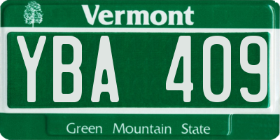 VT license plate YBA409
