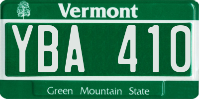 VT license plate YBA410