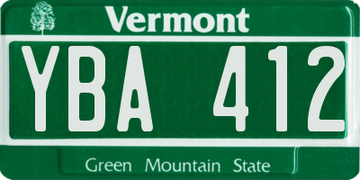 VT license plate YBA412
