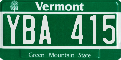 VT license plate YBA415