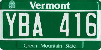 VT license plate YBA416