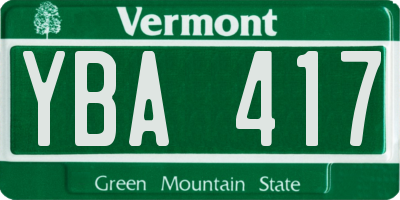 VT license plate YBA417