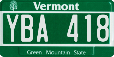 VT license plate YBA418