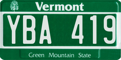 VT license plate YBA419