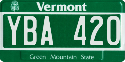 VT license plate YBA420