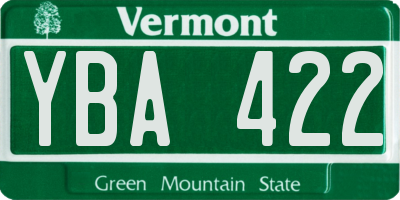 VT license plate YBA422