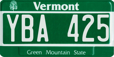 VT license plate YBA425