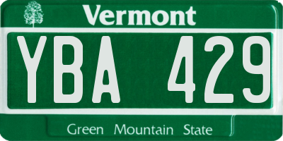 VT license plate YBA429