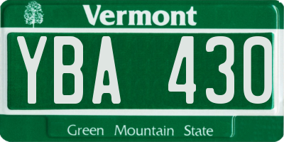 VT license plate YBA430