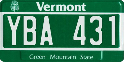 VT license plate YBA431