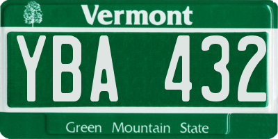 VT license plate YBA432