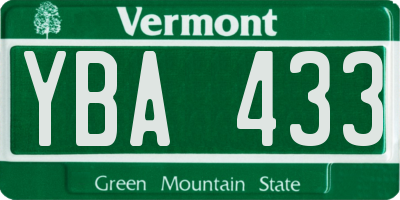 VT license plate YBA433