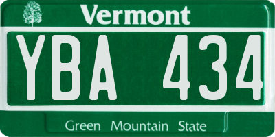 VT license plate YBA434