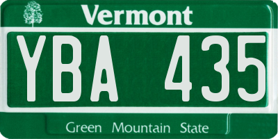 VT license plate YBA435