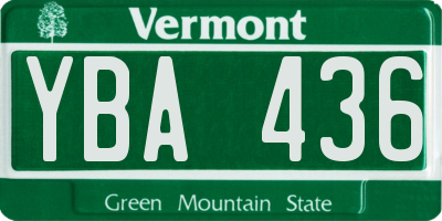 VT license plate YBA436