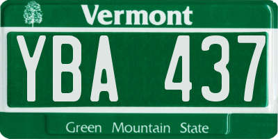 VT license plate YBA437